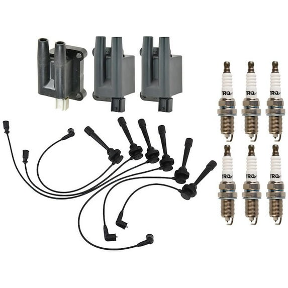 Ignition Coil Spark Plug and Wire Set 10 Piece - Compatible with 1999 - 2004 Mitsubishi Montero Sport 3.0L V6 2000 2001 2002 2003