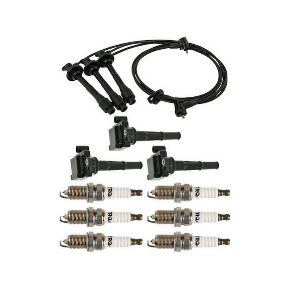 Ignition Coil Spark Plug and Wire Set 10 Piece - Compatible with 2000 - 2004 Toyota Tundra 3.4L V6 2001 2002 2003
