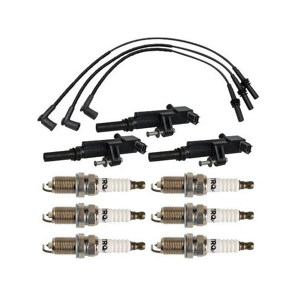 Ignition Coil Spark Plug and Wire Set 10 Piece - Compatible with 2009 - 2010 Jeep Commander 3.7L V6