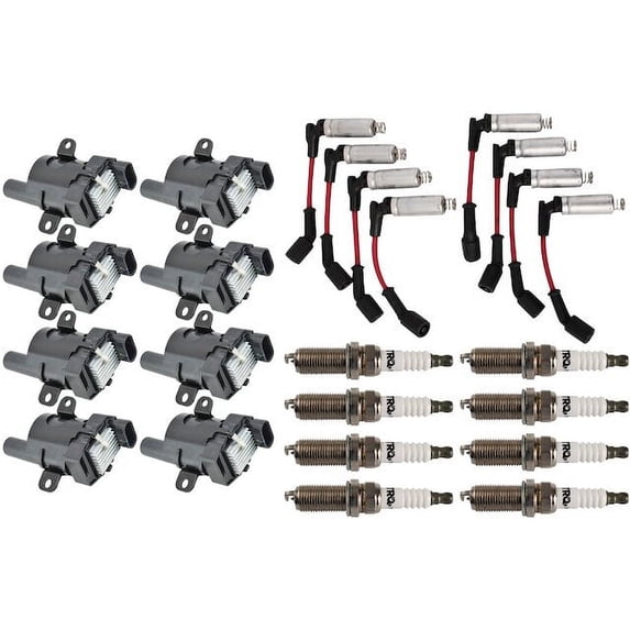 Ignition Coil Spark Plug and Wire Set 17 Piece - Compatible with 2003 - 2007 Chevy Express 1500 5.3L V8 2004 2005 2006