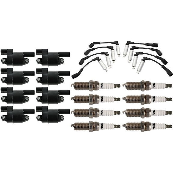 Ignition Coil Spark Plug and Wire Set 17 Piece - Compatible with 2005 - 2007 Chevy Corvette 6.0L V8 2006