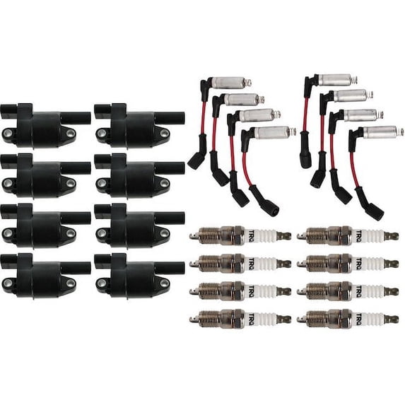 Ignition Coil Spark Plug and Wire Set 17 Piece - Compatible with 2007 - 2008 Cadillac Escalade