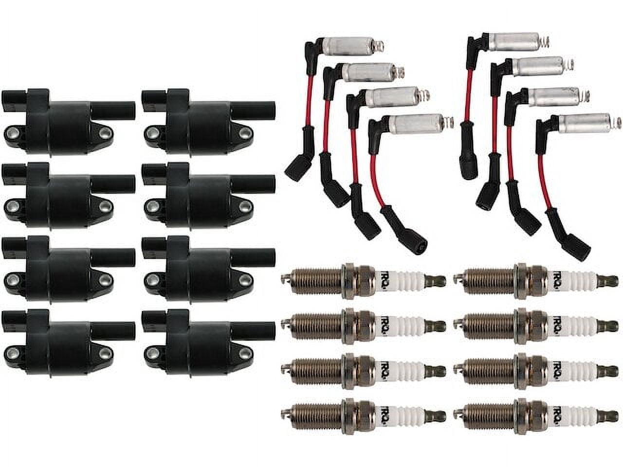 Ignition Coil Spark Plug and Wire Set 17 Piece - Compatible with 2007 - 2008 Chevy Suburban 1500