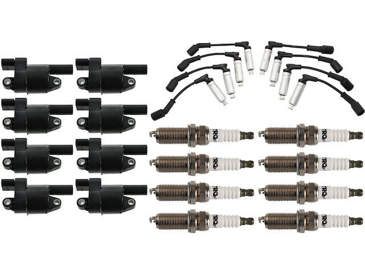 Ignition Coil Spark Plug and Wire Set 17 Piece Compatible with 2007 2008 Chevy Tahoe
