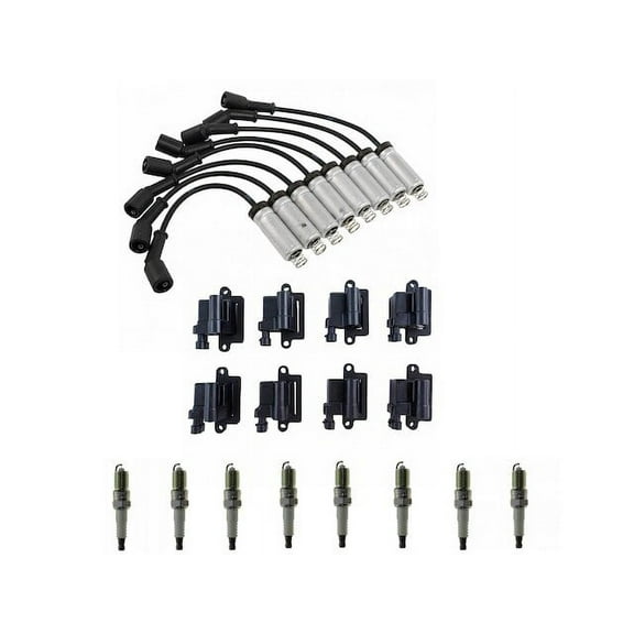 Ignition Coil Spark Plug and Wire Set 17 Piece - Compatible with 2007 Chevy Silverado 1500 Classic