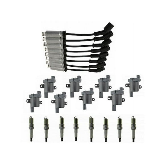 Ignition Coil Spark Plug and Wire Set 17 Piece - Compatible with 2007 Chevy Silverado 2500 HD Classic 6.0L V8