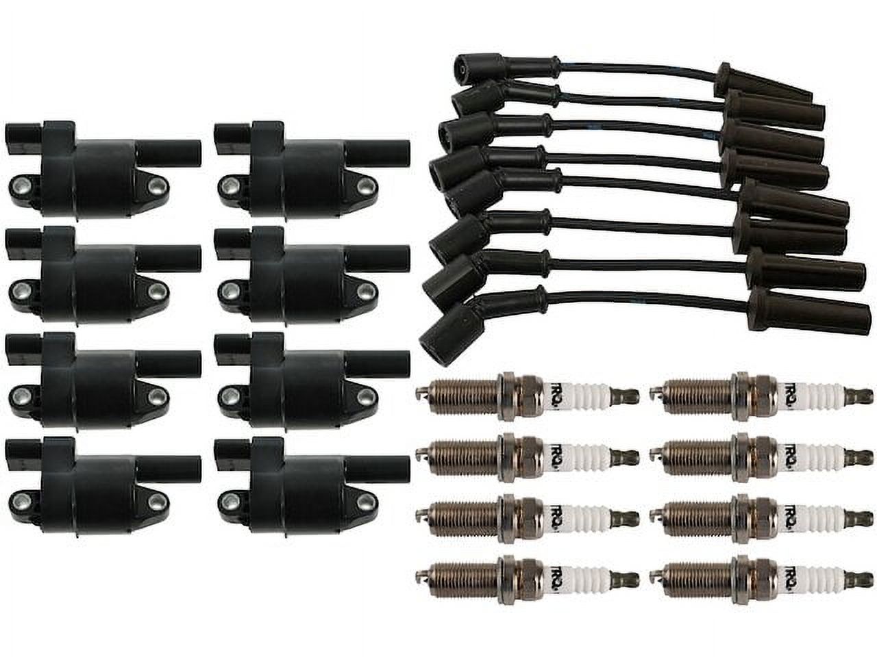 Ignition Coil Spark Plug and Wire Set 17 Piece Compatible with 2009 2010 Chevy Tahoe 5.3L V8