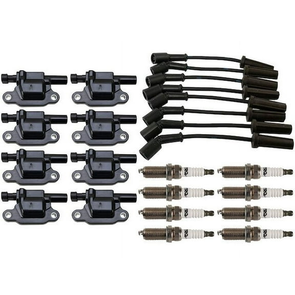 Ignition Coil Spark Plug and Wire Set 17 Piece - Compatible with 2009 - 2012 GMC Savana 2500 2010 2011