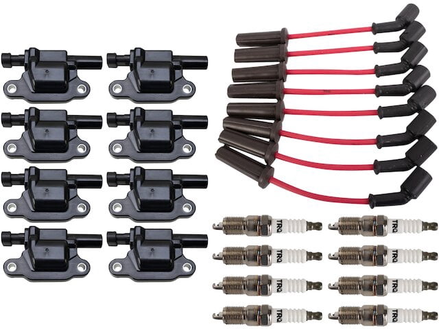 Ignition Coil Spark Plug and Wire Set 17 Piece - Compatible with 2009 - 2014 Cadillac Escalade 6.2L V8 2010 2011 2012 2013
