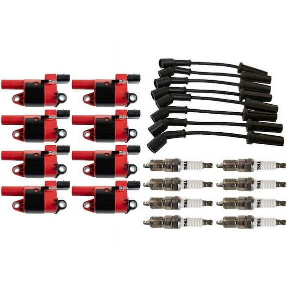 Ignition Coil Spark Plug and Wire Set 17 Piece - Compatible with 2011 - 2013 Chevy Silverado 1500 2012