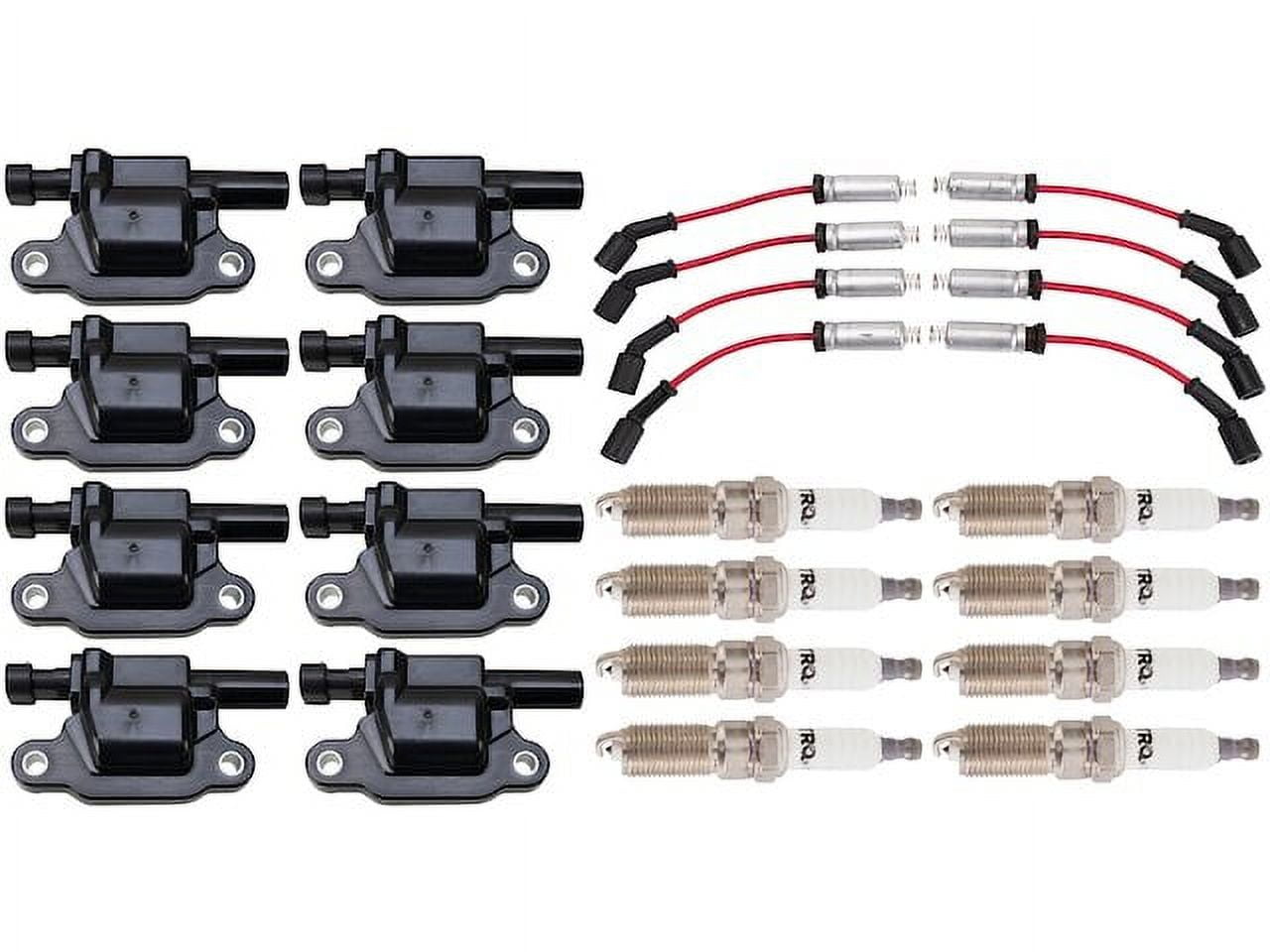 Ignition Coil Spark Plug and Wire Set 17 Piece - Compatible with 2014 - 2019 Chevy Silverado 1500 2015 2016 2017 2018