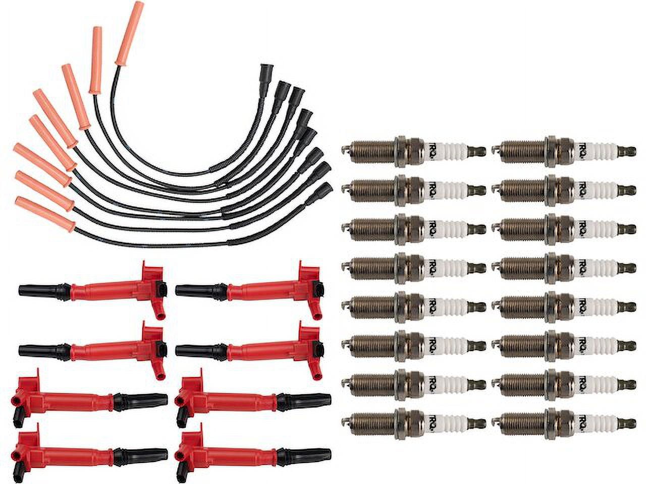Ignition Coil Spark Plug and Wire Set 25 Piece - Compatible with 2011 - 2016 Ford F-250 Super Duty 6.2L V8 2012 2013 2014 2015