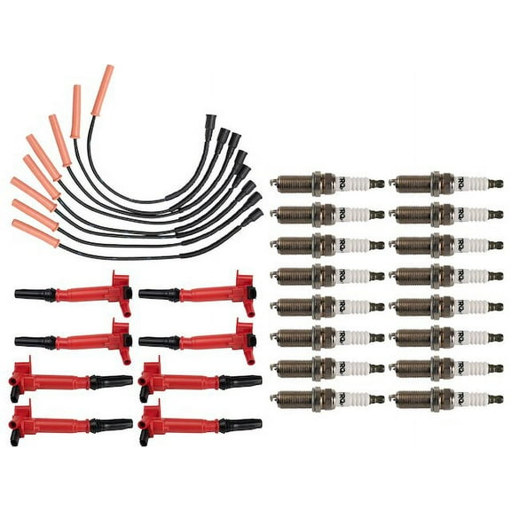 Ignition Coil Spark Plug and Wire Set 25 Piece - Compatible with 2011 - 2016 Ford F-250 Super Duty 6.2L V8 2012 2013 2014 2015