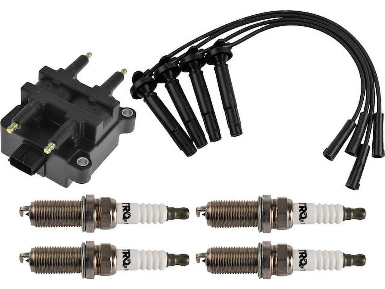 Ignition Coil Spark Plug and Wire Set 6 Piece - Compatible with 1999 - 2004 Subaru Forester 2.5L H4 Naturally Aspirated 2000 2001 2002 2003
