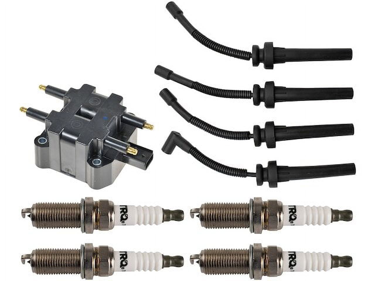 Ignition Coil Spark Plug and Wire Set 6 Piece - Compatible with 2003 - 2009 Chrysler PT Cruiser 2.4L 4-Cylinder Turbocharged 2004 2005 2006 2007 2008