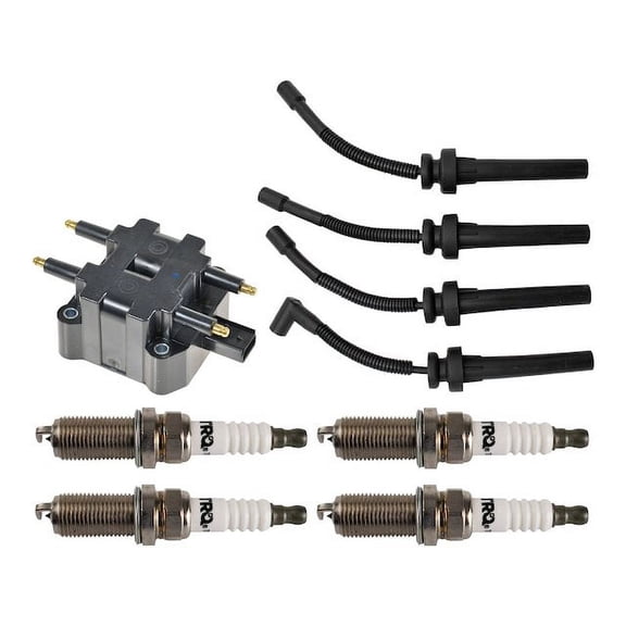 Ignition Coil Spark Plug and Wire Set 6 Piece - Compatible with 2003 - 2009 Chrysler PT Cruiser 2.4L 4-Cylinder Turbocharged 2004 2005 2006 2007 2008