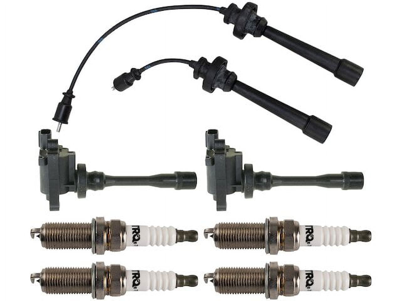 Ignition Coil Spark Plug and Wire Set 7 Piece - Compatible with 1999 - 2003 Mitsubishi Galant 2.4L 4-Cylinder 2000 2001 2002