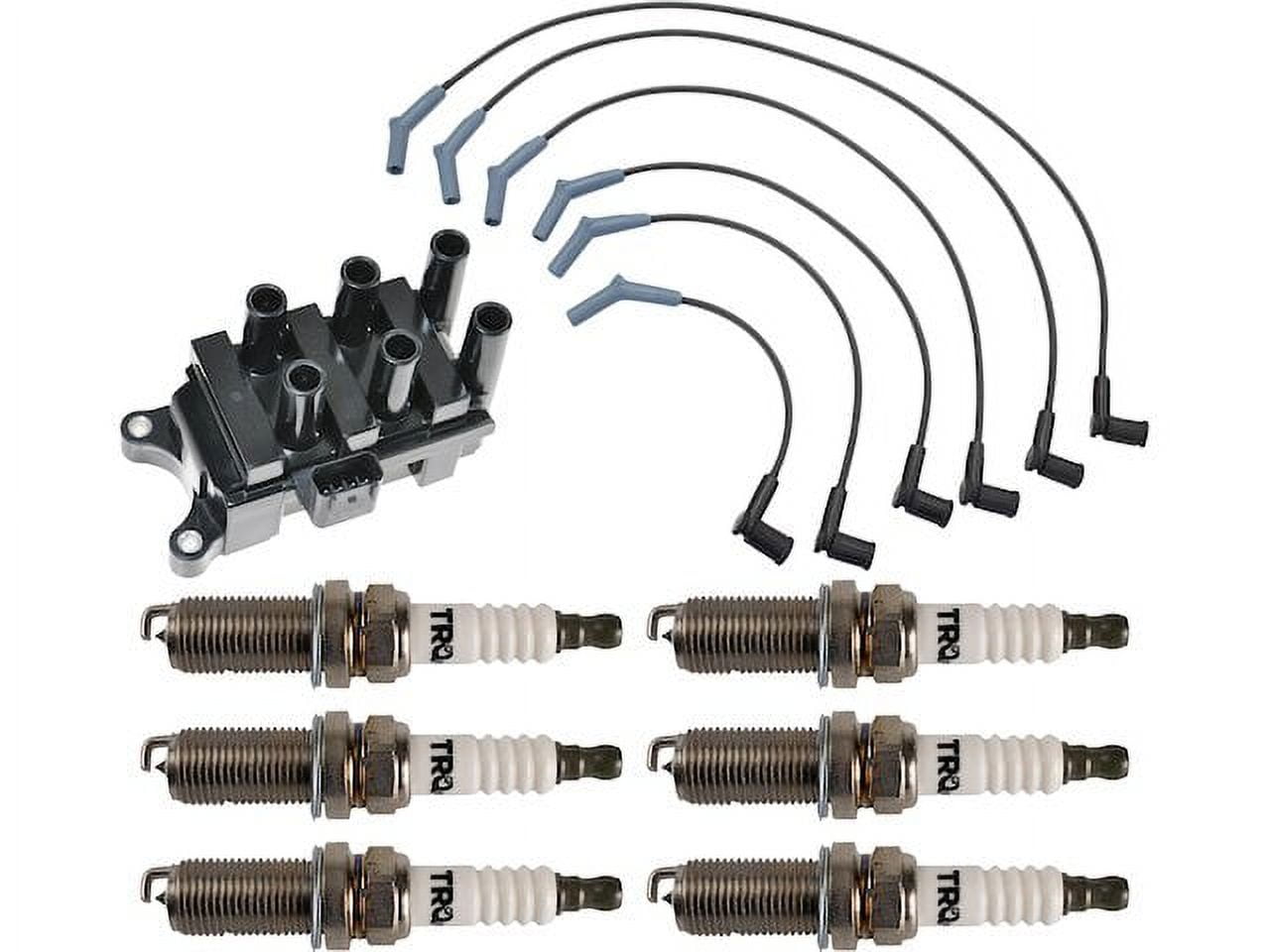 Ignition Coil Spark Plug and Wire Set 8 Piece - Compatible with 2001 - 2007 Ford Taurus 3.0L V6 OHV 2002 2003 2004 2005 2006