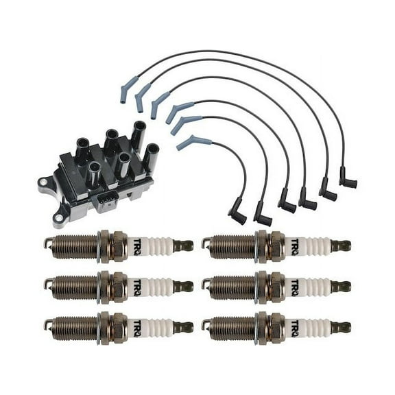 Ignition Coil Spark Plug and Wire Set 8 Piece - Compatible with 2001 - 2007 Ford Taurus 3.0L V6 OHV 2002 2003 2004 2005 2006