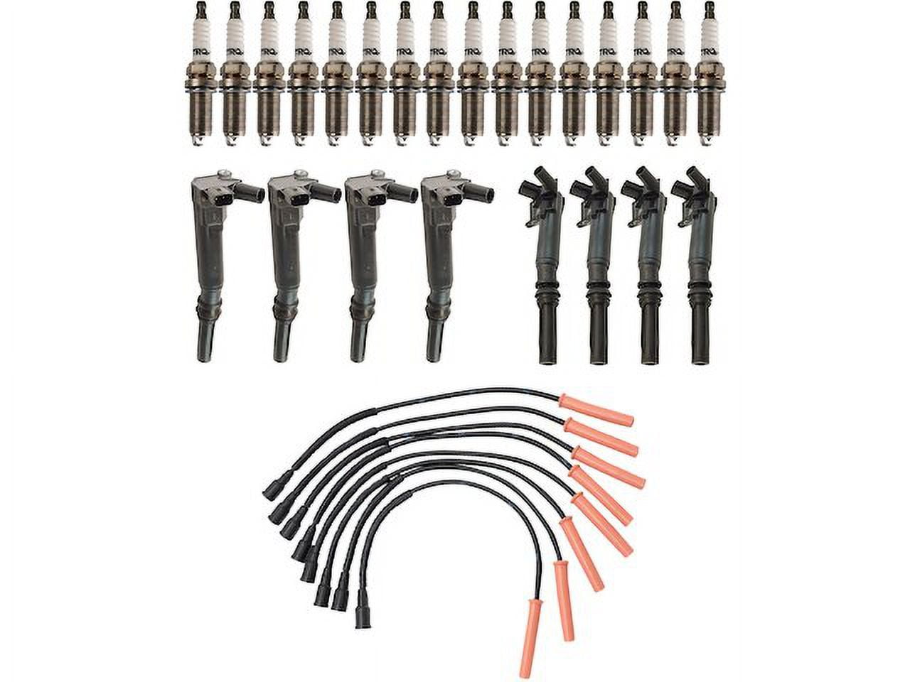 Ignition Coil Spark Plug and Wire Set - Compatible with 2011 - 2016 Ford F-250 Super Duty 6.2L V8 2012 2013 2014 2015
