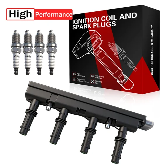Ignition Coil and 4pcs Spark Plugs Kit for Chevrolet Cruze 1.4L Turbo Direct Replacement