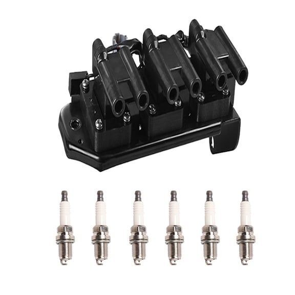 Ignition Coil and 6 Iridium Spark Plugs Compatible with 1999-2005 Hyundai Sonata Kia Optima Replacement for UF284