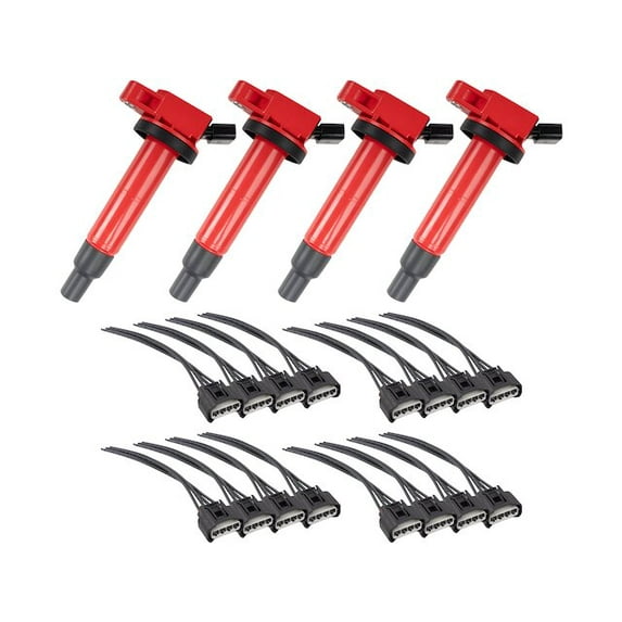 Ignition Coil and Connector Kit 8 Piece - Compatible with 2002 - 2011 Toyota Camry 2.4L 4-Cylinder 2003 2004 2005 2006 2007 2008 2009 2010