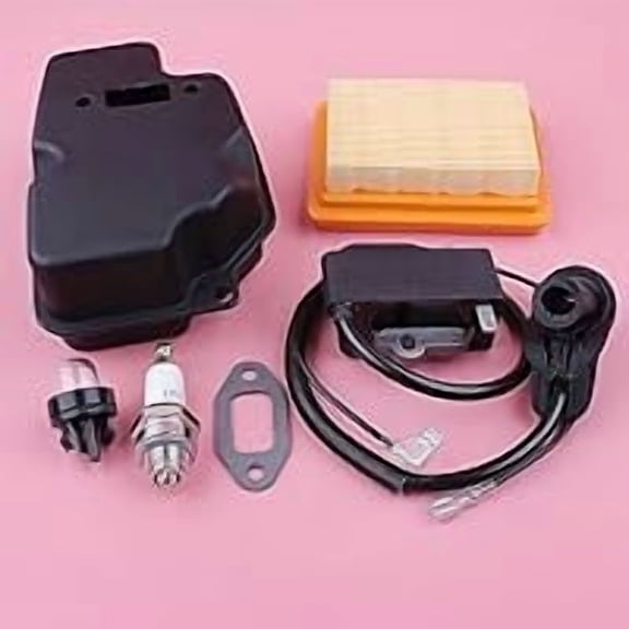 Ignition Coil and Exhaust Muffler Replacement Kit for Select Trimmers, Restores Spark and Exhaust Performance, Fits FS120 FS200 FS250 Models