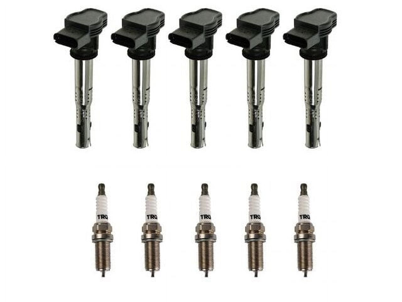 Ignition Coil and Spark Plug Kit 10 Piece - Compatible with 2005 - 2014 Volkswagen Jetta 2.5L 5-Cylinder 2006 2007 2008 2009 2010 2011 2012 2013
