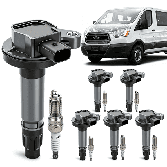 Ignition Coil and Spark Plug Kit 12 Piece - Compatible with 2015 - 2018 Ford Transit-250 HD 3.7L 2016 2017