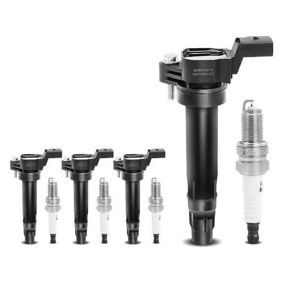 Ignition Coil and Spark Plug Kit 4 - Compatible with 2013 - 2015 Chevrolet Spark 1.2L 4-Cylinder - Autopart Premium