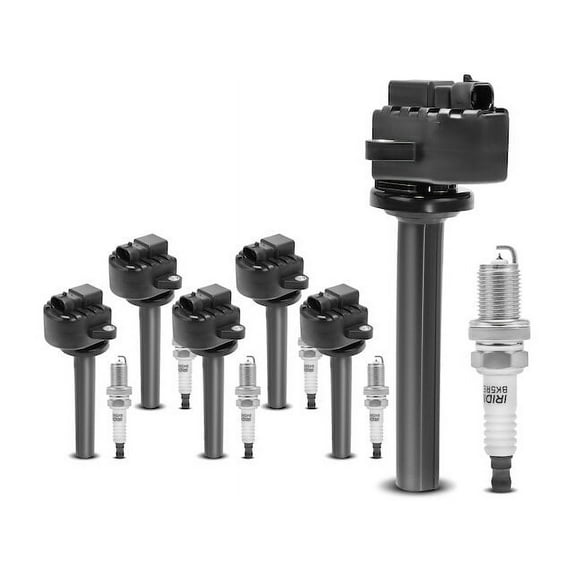 Ignition Coil and Spark Plug Kit 6 - Compatible with 2000 - 2002 Isuzu Trooper 3.5L V6 2001