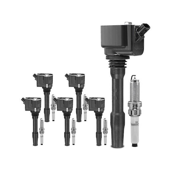 Ignition Coil and Spark Plug Kit 6 - Compatible with 2017 - 2019 BMW 540i xDrive Base 3.0L 6-Cylinder 2018