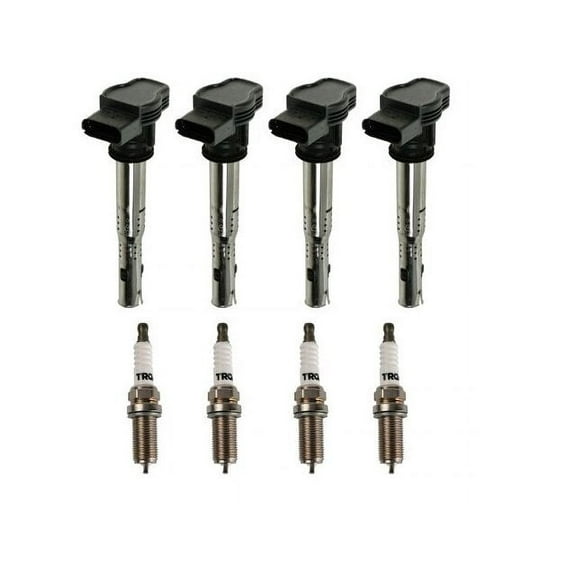Ignition Coil and Spark Plug Kit 8 Piece - Compatible with 2009 - 2017 Volkswagen Tiguan 2.0L 4-Cylinder 2010 2011 2012 2013 2014 2015 2016