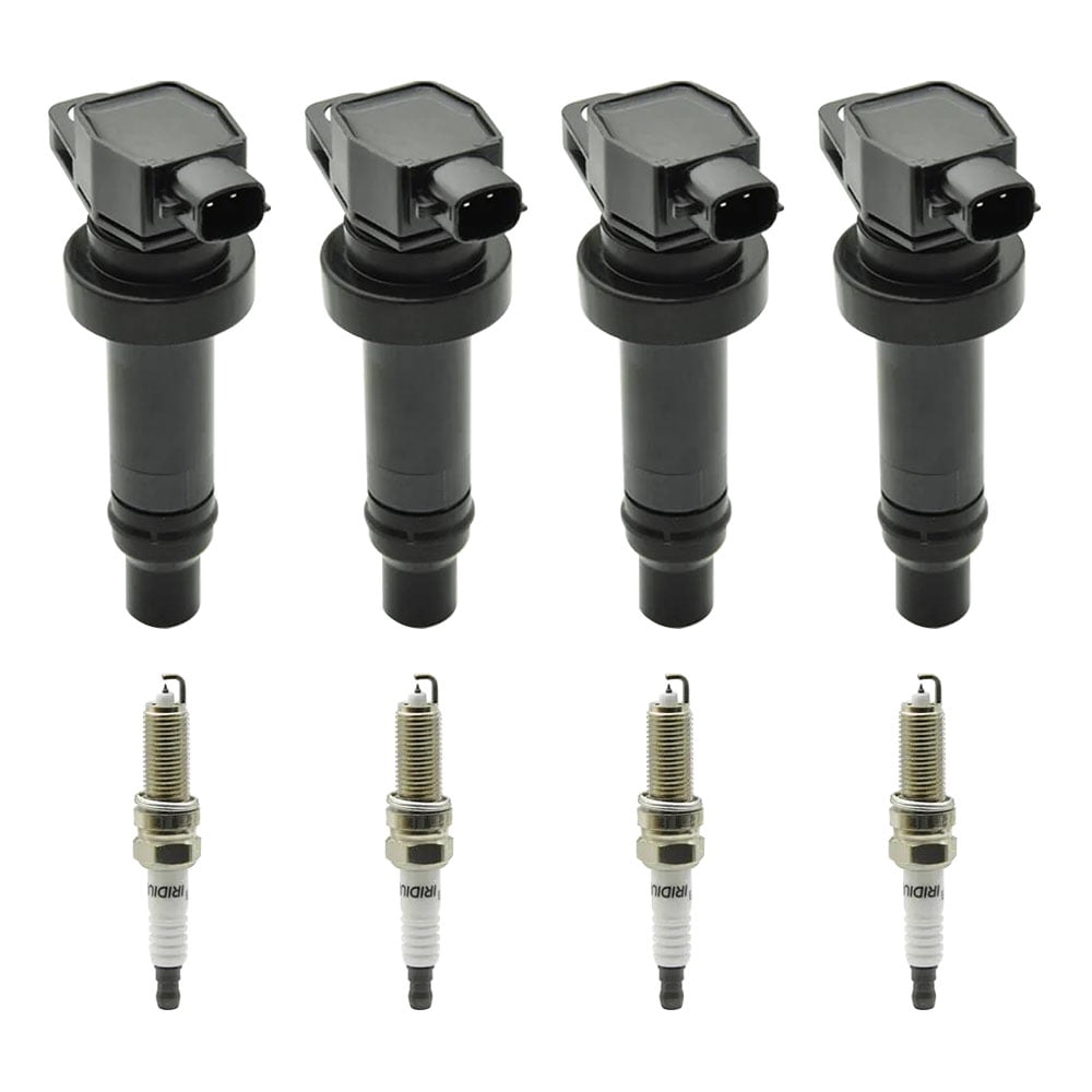 Ignition Coil and Spark Plug Set (4Pack) for Kia Rio, Soul, Hyundai