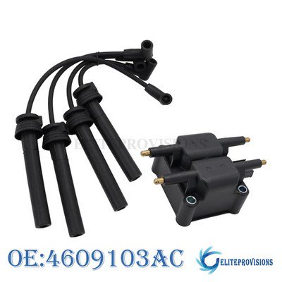 Ignition Coil and Spark Plug Wire For 01-10 Chrysler PT Cruiser/Dodge Stratus/Jeep