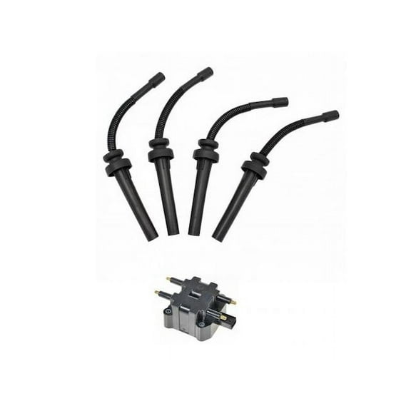 Ignition Coil and Spark Plug Wire Set 2 Piece - Compatible with 2001 - 2010 Chrysler PT Cruiser 2002 2003 2004 2005 2006 2007 2008 2009