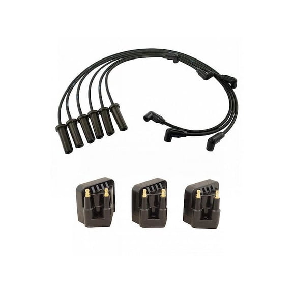 Ignition Coil and Spark Plug Wire Set 4 Piece - Compatible with 1999 Oldsmobile 88