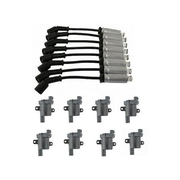 Ignition Coil and Spark Plug Wire Set 9 Piece - Compatible with 2000 - 2006 GMC Yukon 2001 2002 2003 2004 2005