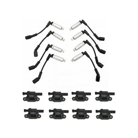 Ignition Coil and Spark Plug Wire Set 9 Piece - Compatible with 2005 - 2008 Saab 9-7x 2006 2007