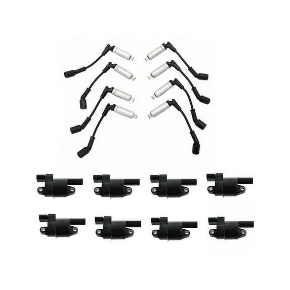 Ignition Coil and Spark Plug Wire Set 9 Piece - Compatible with 2007 - 2008 Chevy Avalanche