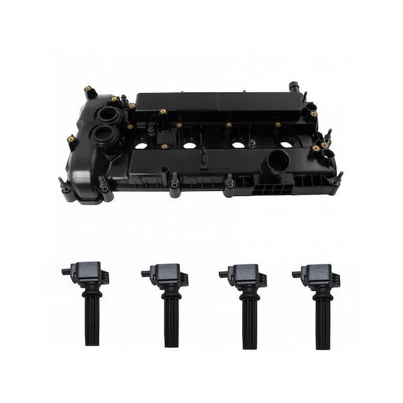 Ignition Coil and Valve Cover Kit 5 Piece - Compatible with 2013 - 2015 Land Rover LR2 2.0L 4-Cylinder Turbocharged 2014