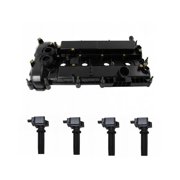 Ignition Coil and Valve Cover Kit 5 Piece - Compatible with 2013 - 2015 Land Rover LR2 2.0L 4-Cylinder Turbocharged 2014