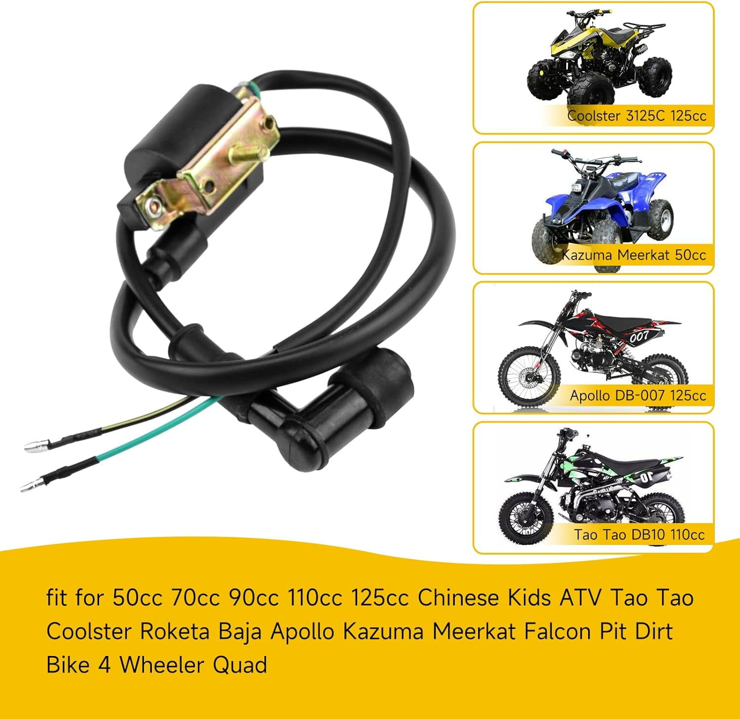 Ignition Coil for 50cc 70cc 90cc 110cc 125cc ATV Scooter