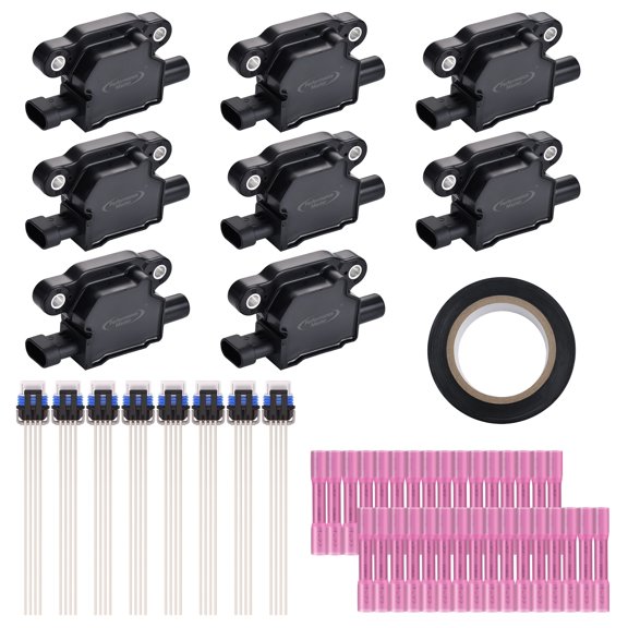 Ignition Coils & Pigtail Wiring Harness Fits Chevrolet Colorado Express Silverado GMC Sierra 5.3L Replaces UF413 12611424 & Heat Shrink Butt Connectors