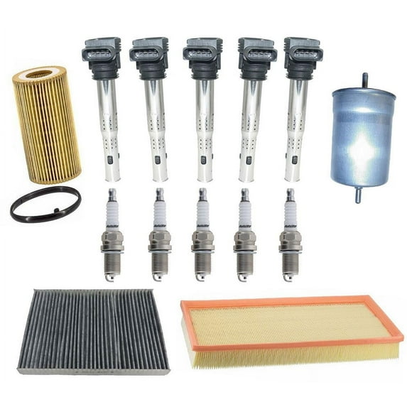 Ignition Coils Platinum Spark Plugs Air Cabin Filters for VW Beetle 2.5L 06-10