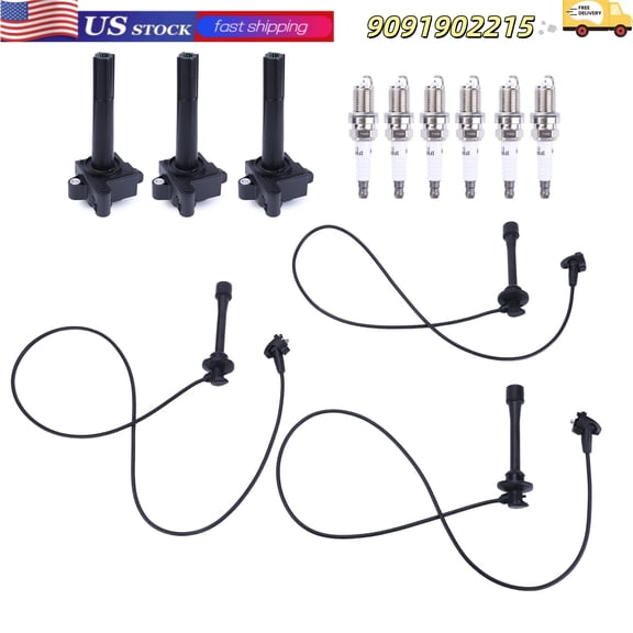 Ignition Coils Spark Plug Wires Set Compatible for Lexus ES300 V6 3.0L 1996-1998 Replace 9091902215
