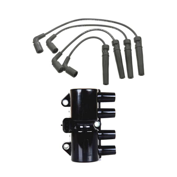 Ignition Coils and Wireset Compatible with 2008 Pontiac Wave Base Hatchback 4-Door 1.6L 1598CC 98Cu. In. l4 GAS DOHC Naturally Aspirated Replacement for UF503 27568