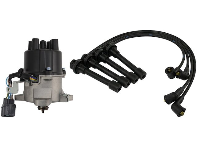 Ignition Distributor and Spark Plug Wire Set 2 Piece - Compatible with 1996 - 1998 Honda Civic 1997