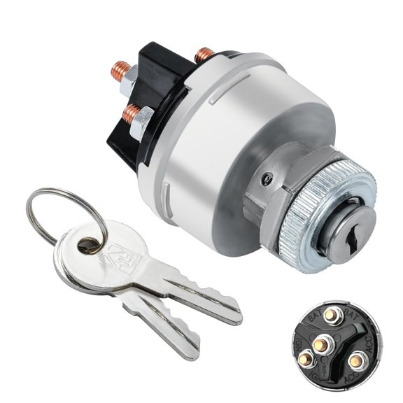 Ignition Key Switch for Car, Forklift, Truck, Tractor, Trailer - Universal 4-Position Starter Switch (Acc/Off/IGN/Start)